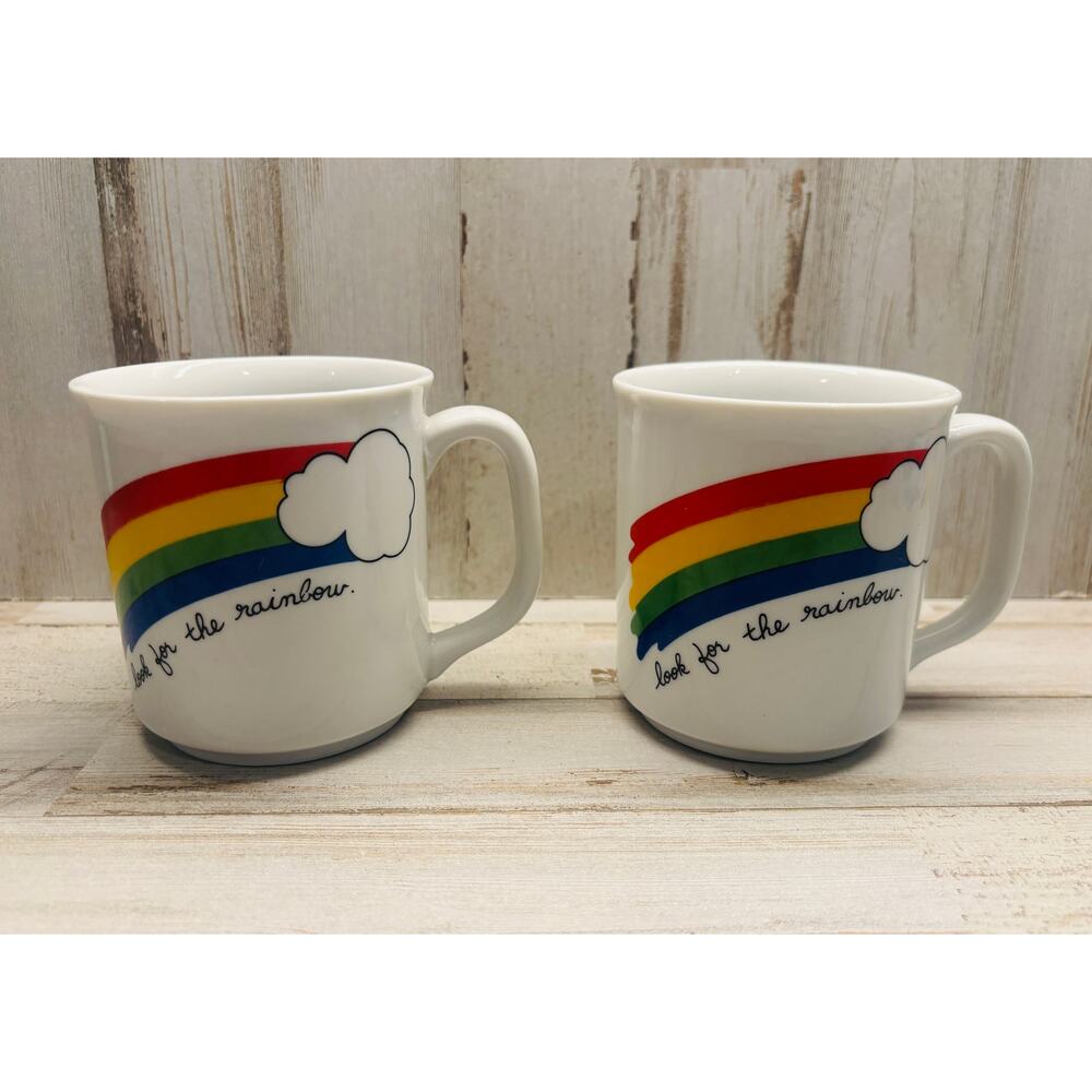 Lot of Vintage Look for the Rainbow Coffee Tea Mugs EUC